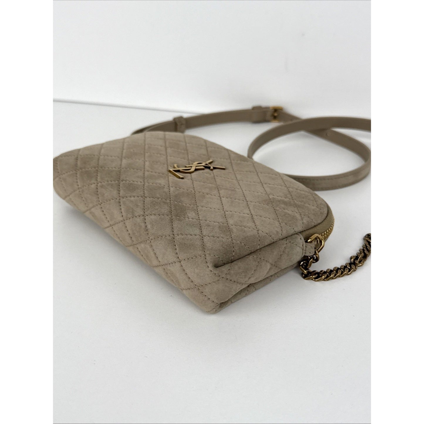 Saint Laurent Gaby Zipped Pouch Suede Women's Crossbody Bag
