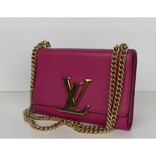Louis Vuitton Louise Chain MM Bag in Pink Calfskin Leather S01