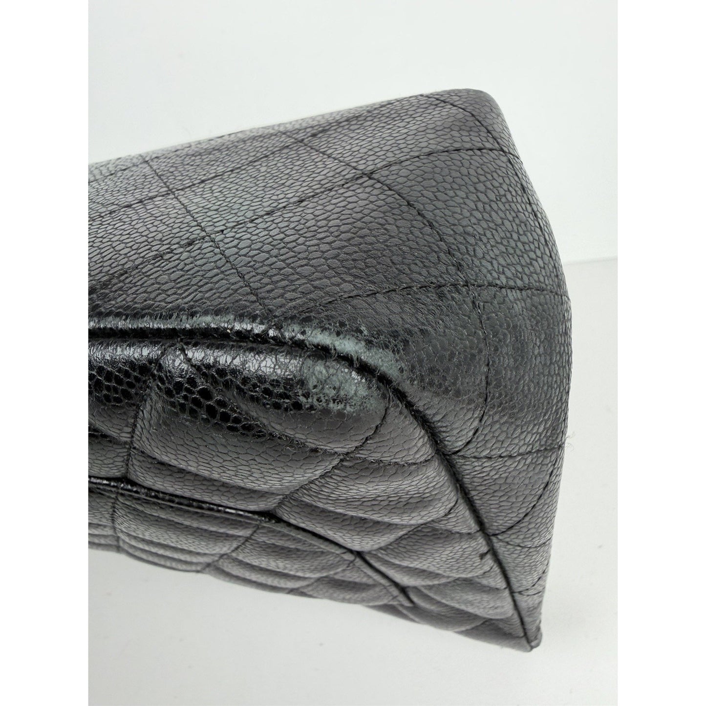 Chanel Jumbo Classic Double Flap Bag Black Quilted Caviar Leather 2008-2009 D3