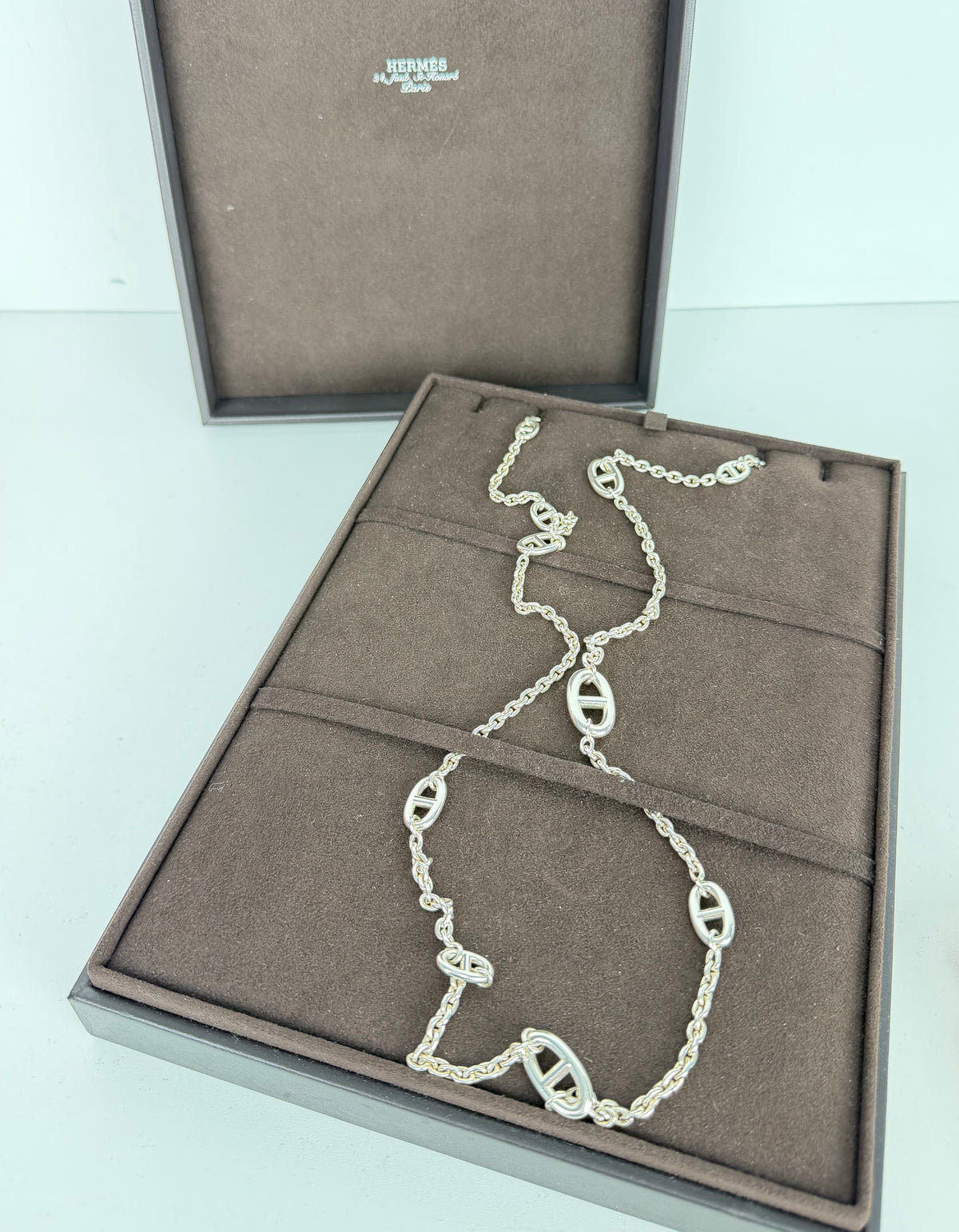 Hermes Farandole Long Necklace in Sterling Silver Chaine D'Ancre