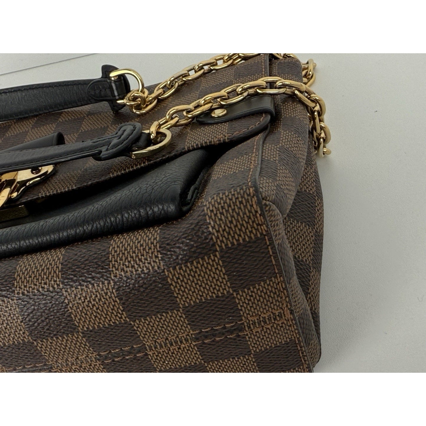 Louis Vuitton Vavin Damier Ebene Chain Strap Shoulder Bag in Brown Coated Canvas