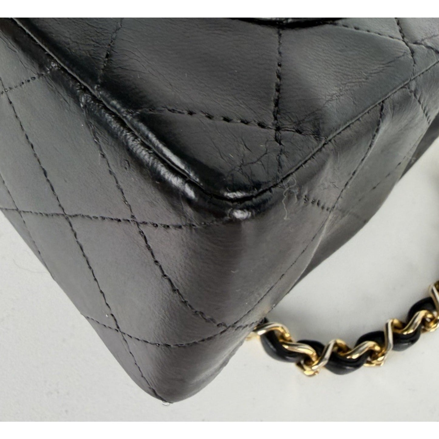 Chanel Mini Square Single Flap Bag in Black Vintage 1986-1988 E-8