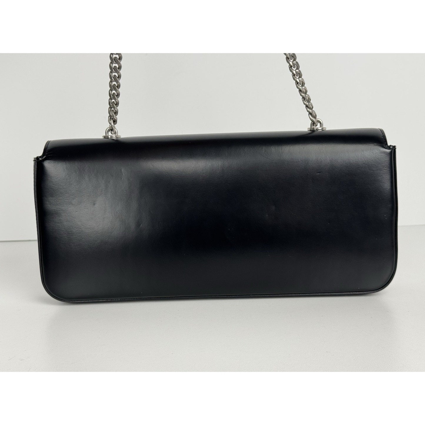 Celine Claude Chain Shoulder Bag Black Leather Triomphe Closure C-8