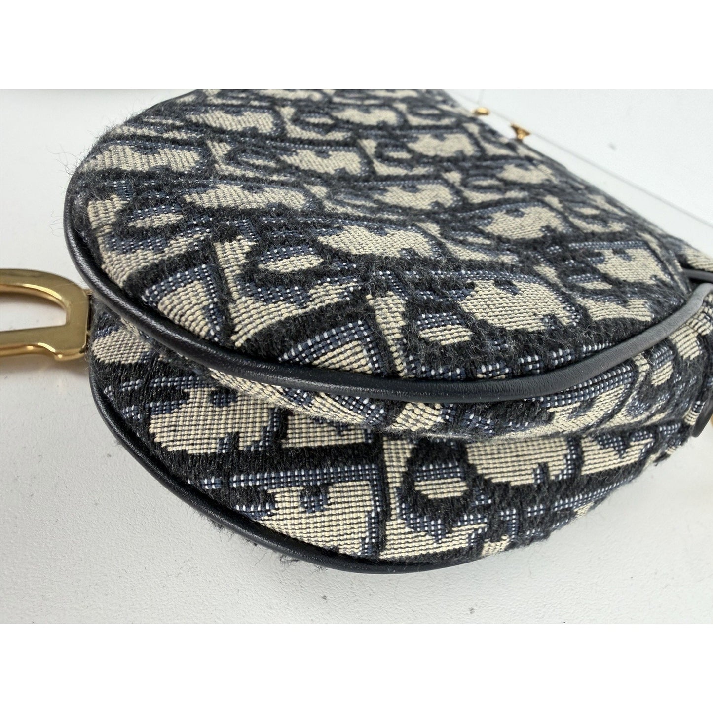 Dior Saddle Bag Mini in Blue Oblique Jacquard Canvas Gold-Tone Hardware 2018 C-9