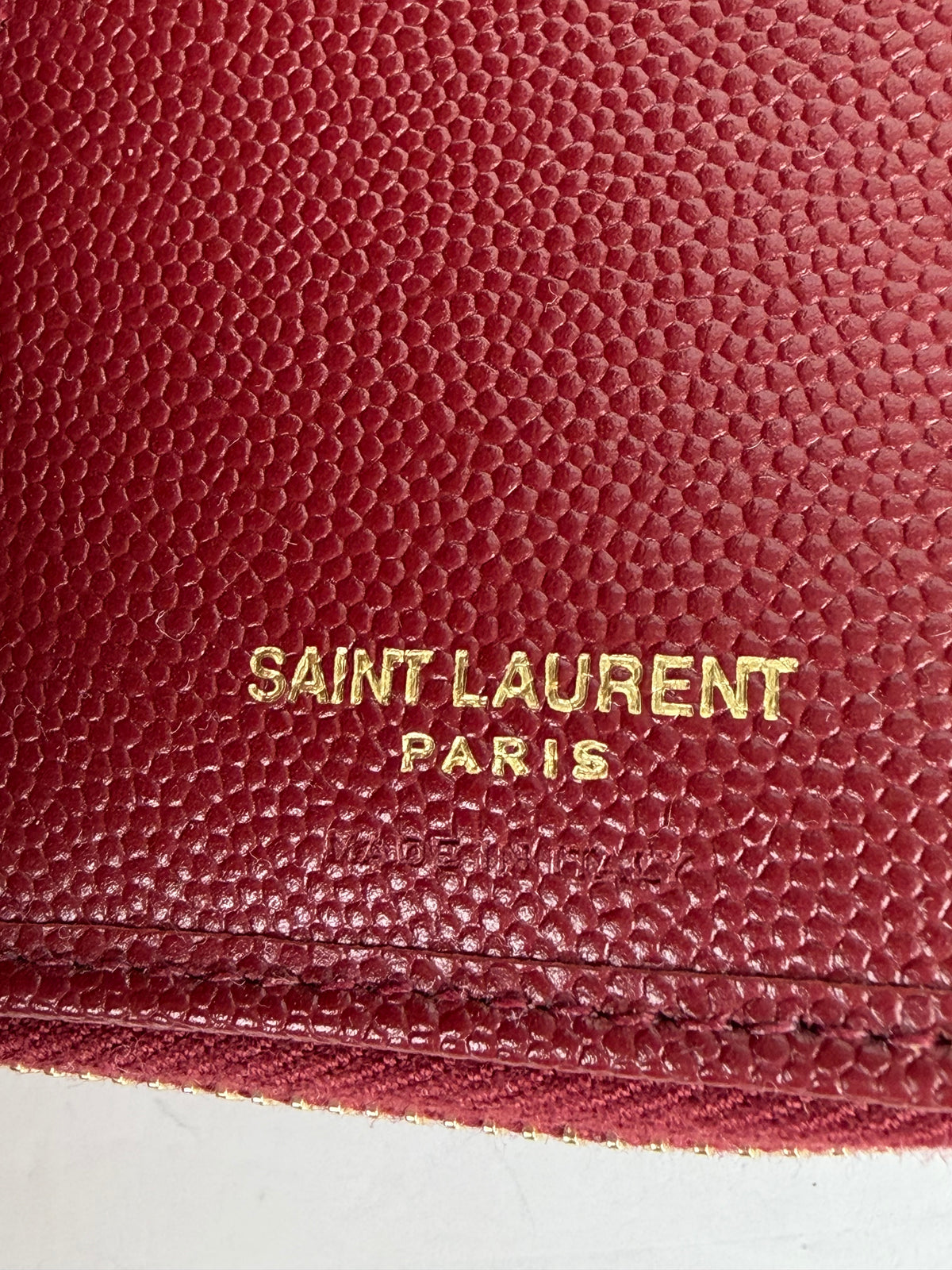 Saint Laurent Cassandre Wallet in Burgundy Grain De Poudre Leather YK4