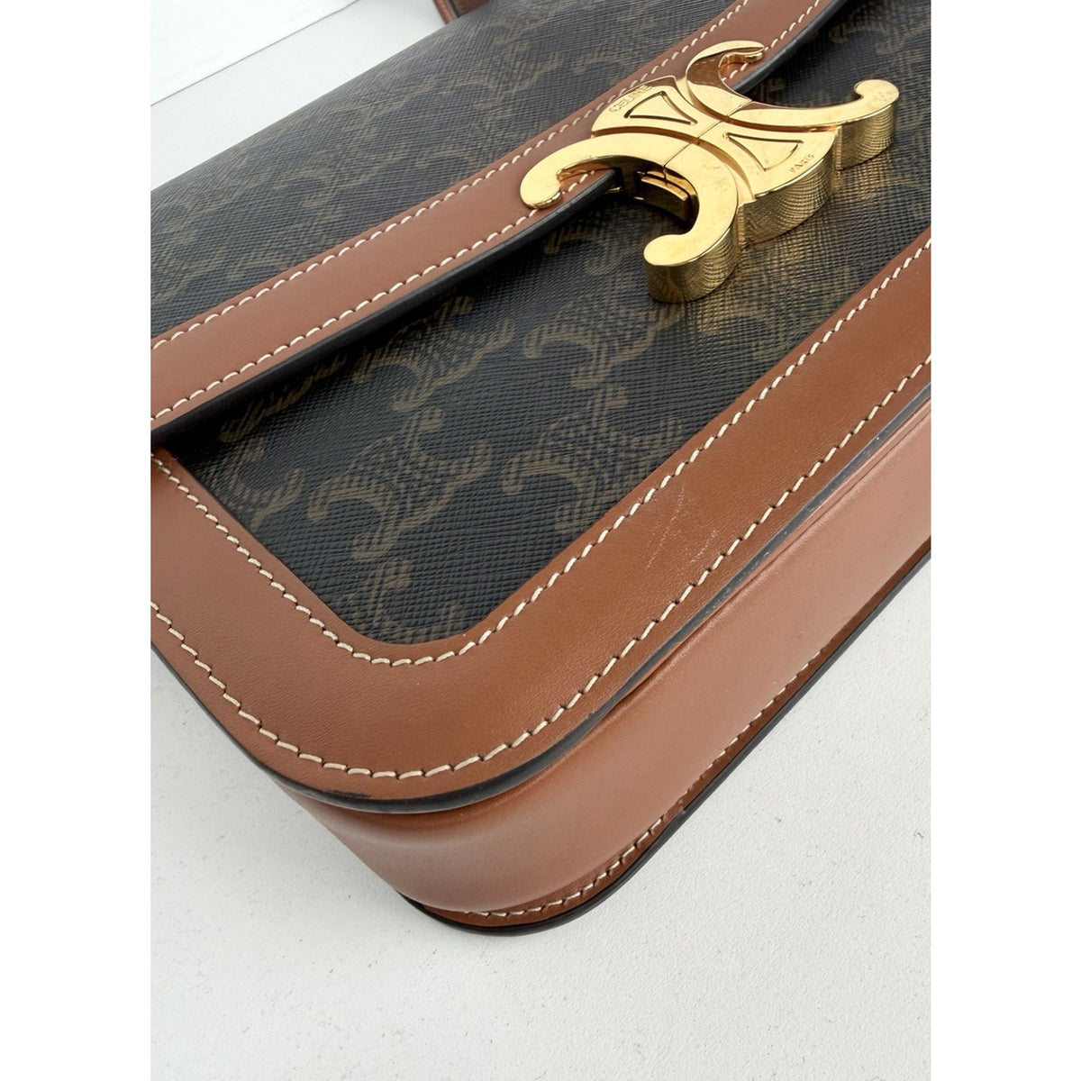 Celine Classique Triomphe Shoulder Bag Medium in Brown Monogram Coated Canvas C1