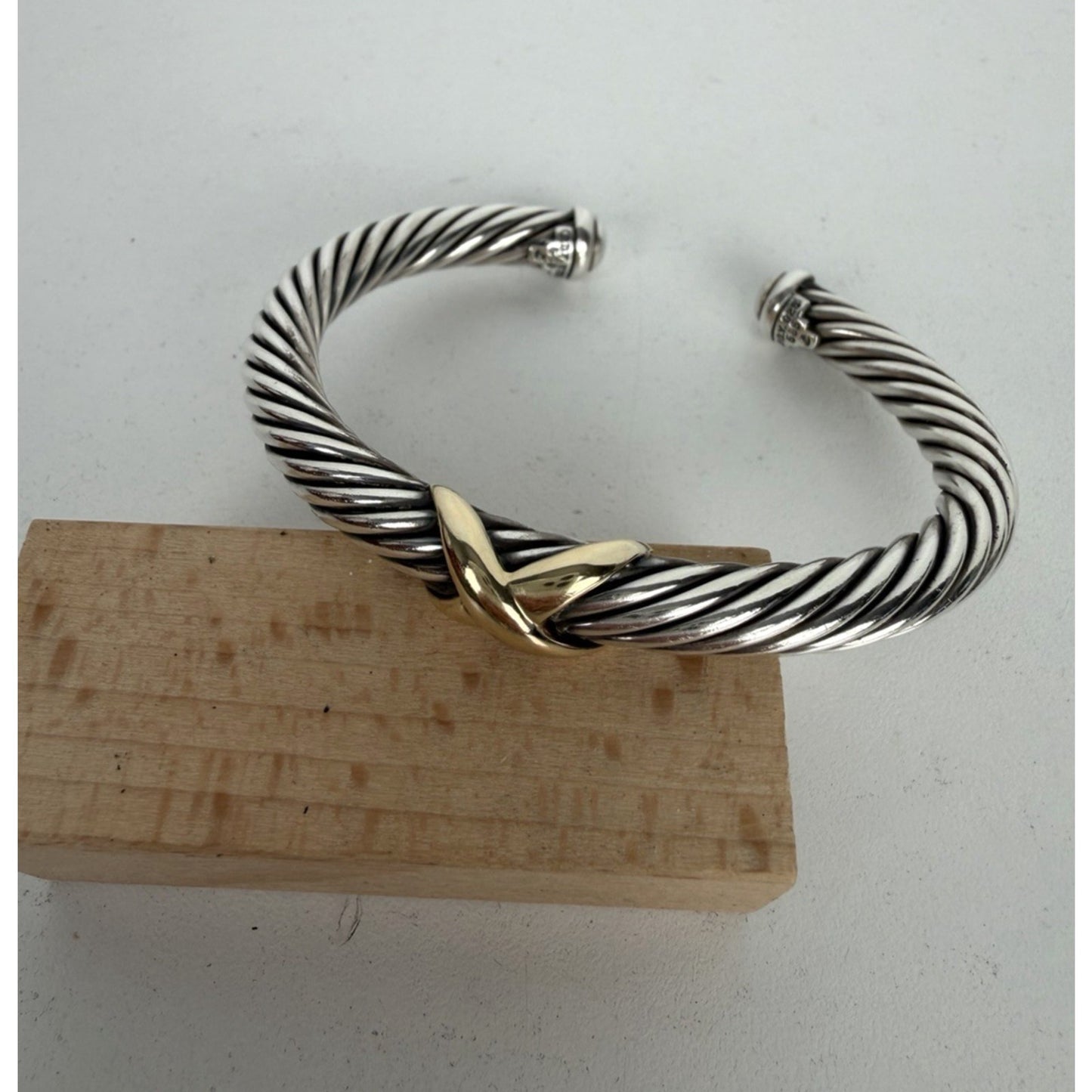 David Yurman X Classic Cable Station Bracelet 7mm in Sterling Silver & 14k Gold