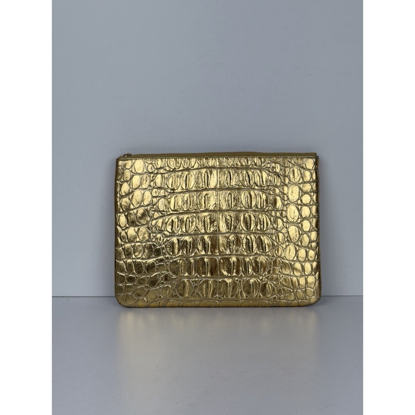 CHANEL Metallic Crocodile Embossed Calfskin Medium O Case Clutch (2019)