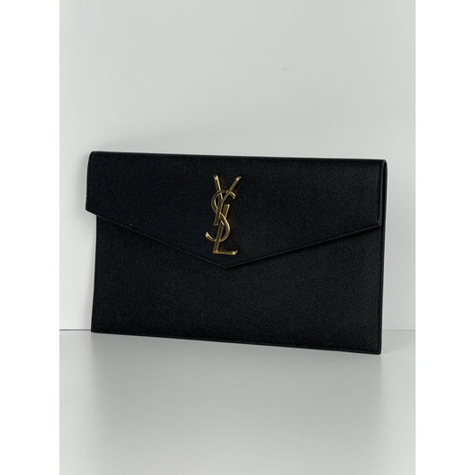 Saint Laurent Grain Black Leather Uptown Pouch