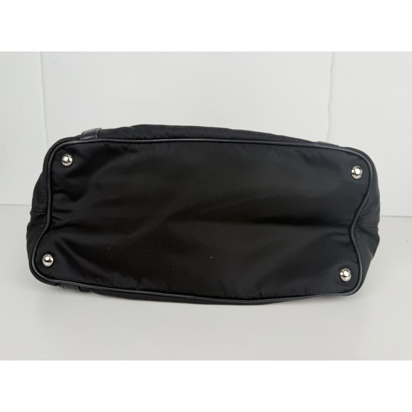 Prada Tessuto Top-Handle Bag Medium in Black Nylon with Silver Hardware S-12