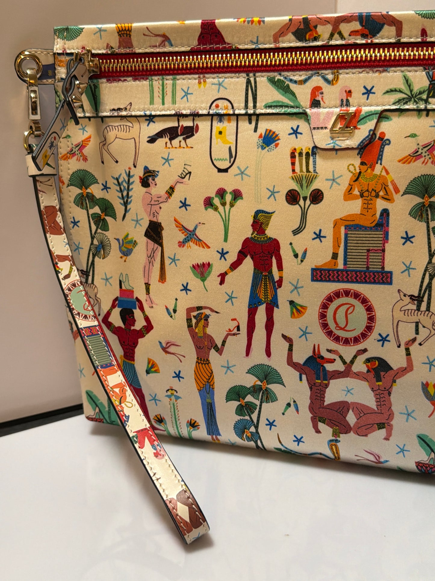 Christian Louboutin Egyptian Satin Clutch Wristlet White