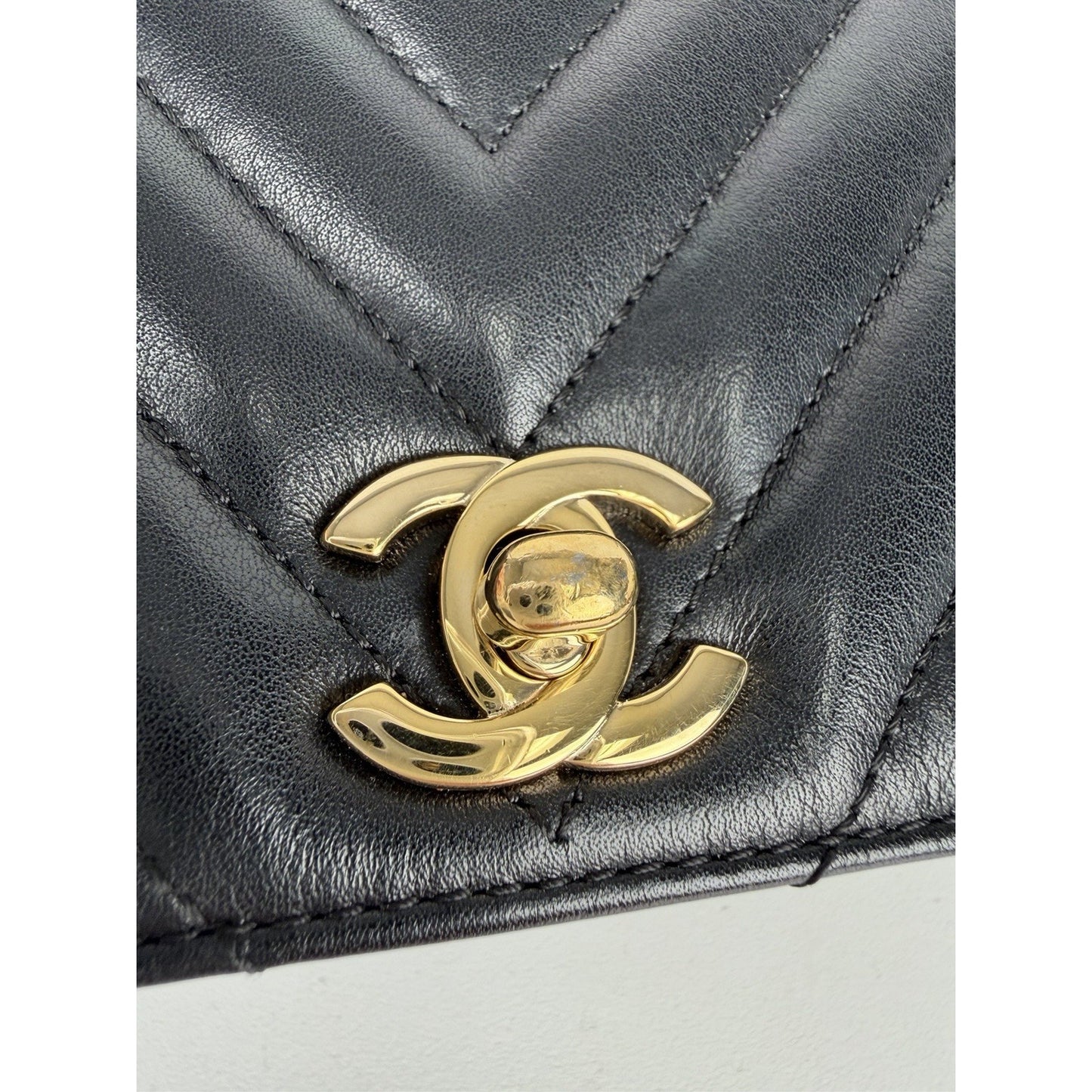 Chanel Flap Bag Chevron Statement Mini in Black Calfskin Leather 2019 C6