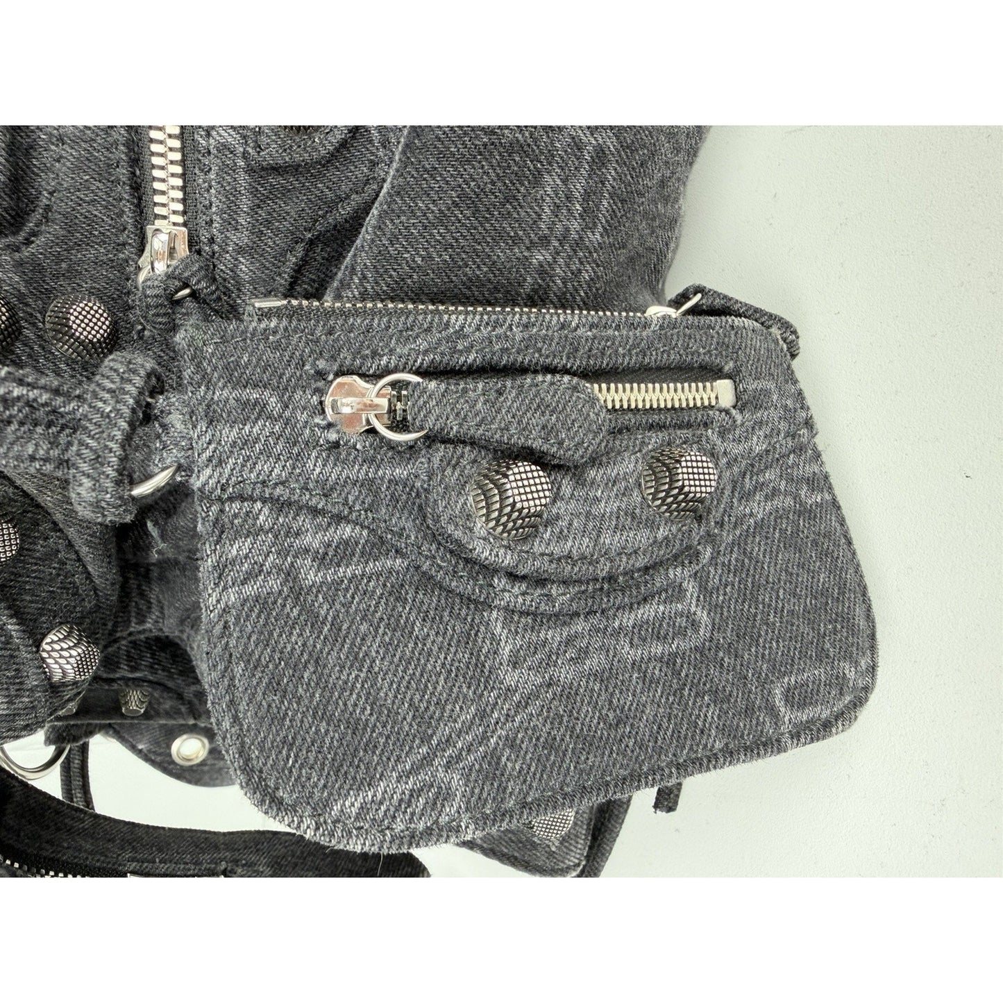 Balenciaga Neo Cagole City Handbag Medium in Washed Denim BB Monogram D5