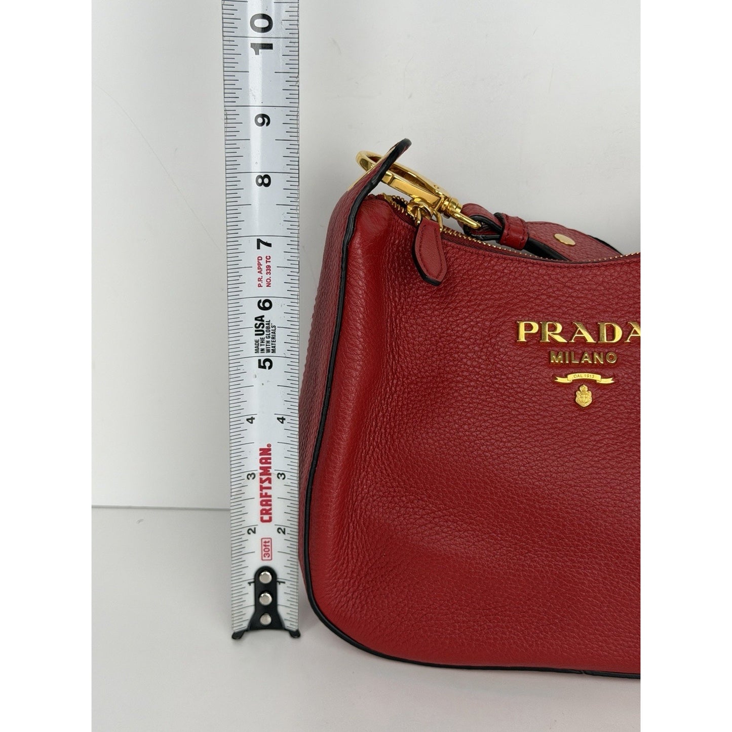 Prada Rubino Vitello Phenix Small Crossbody Bag in Red Leather S01