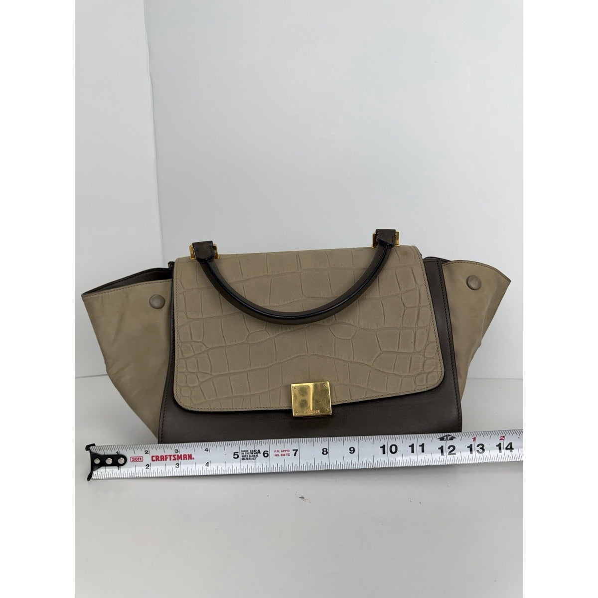 Celine Trapeze Micro Bag in Crocodile Embossed Calfskin Calfskin Leather S02