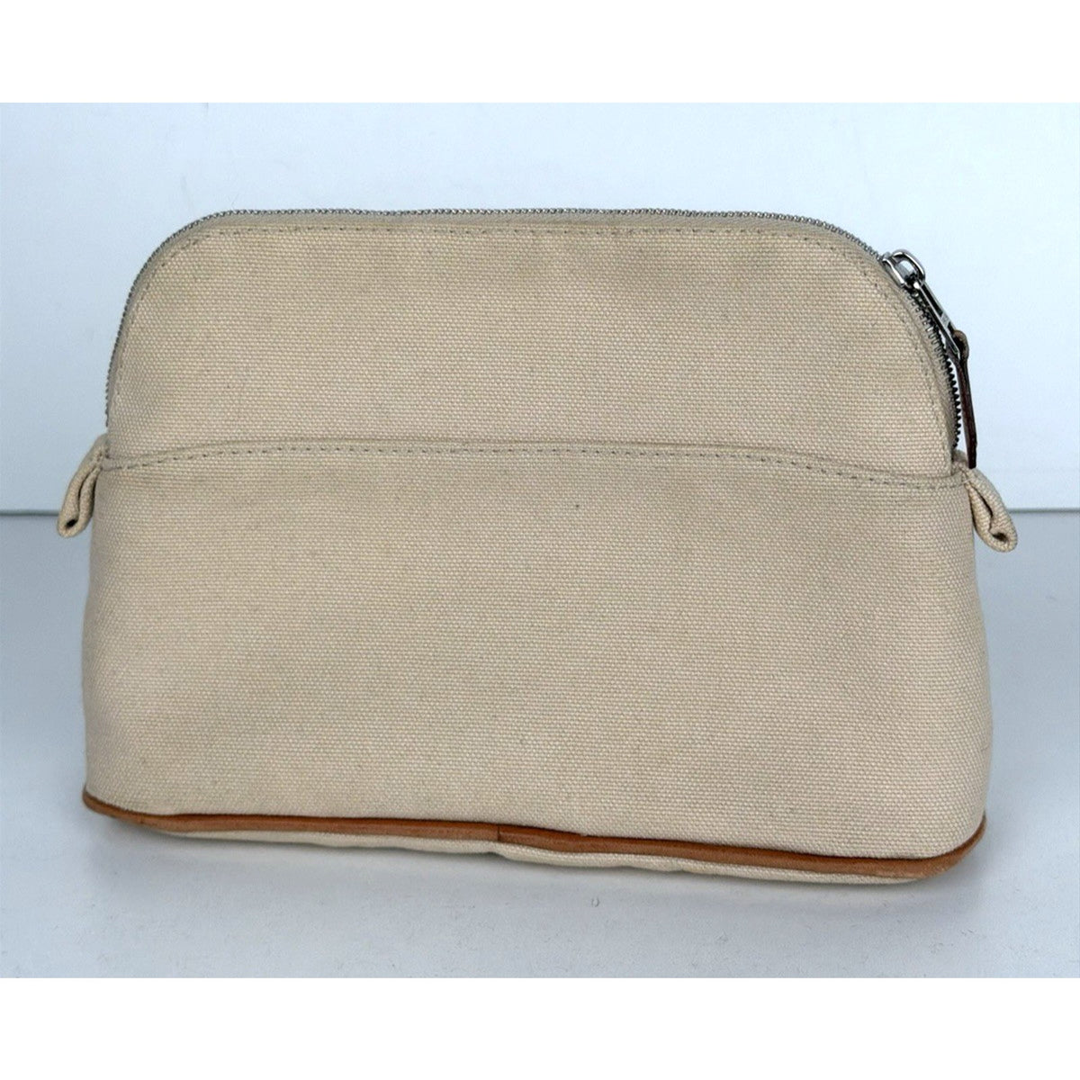 Hermes Cotton Canvas Toile Mini Bolide Travel Cosmetic Pouch Bag in Beige
