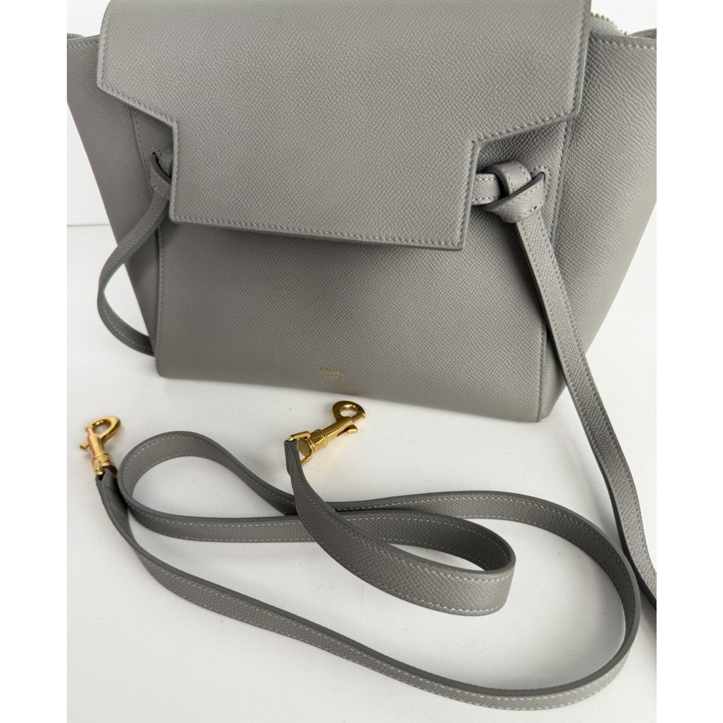 Celine Belt Micro Bag in Grey Grained Calfskin Leather by Phoebe Philo S-07