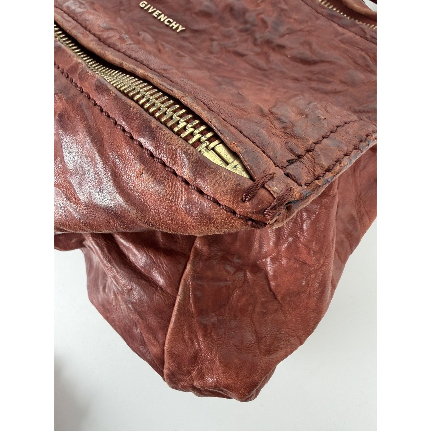Givenchy Pandora Shoulder Bag Medium in Brick Wrinkled Sheepskin Leather S-08