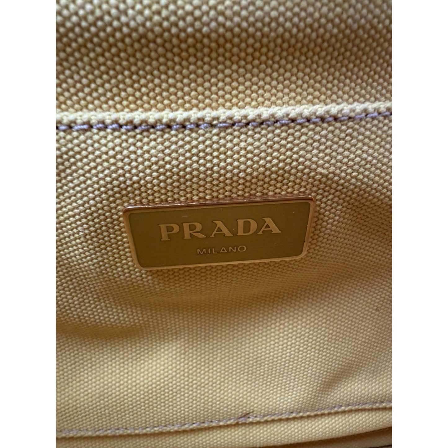 Prada Canapa Tote Bag Large in Yellow Canvas with Black Logo S-12