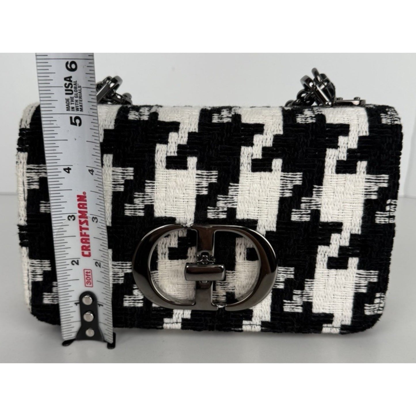 Dior Caro Small Bag in Black and White Macro Technical Canvas "CD" Clasp 2022 S