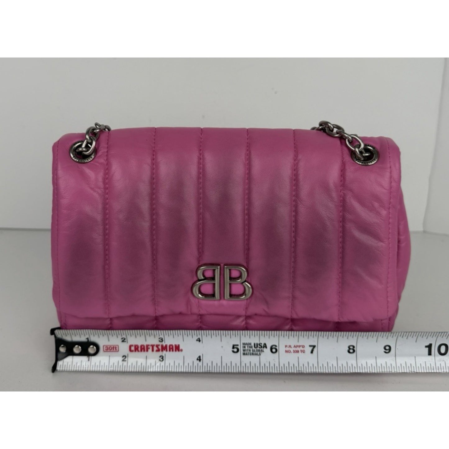 Balenciaga Monaco Mini Bag in Pink Quilted leather Silver HW E6