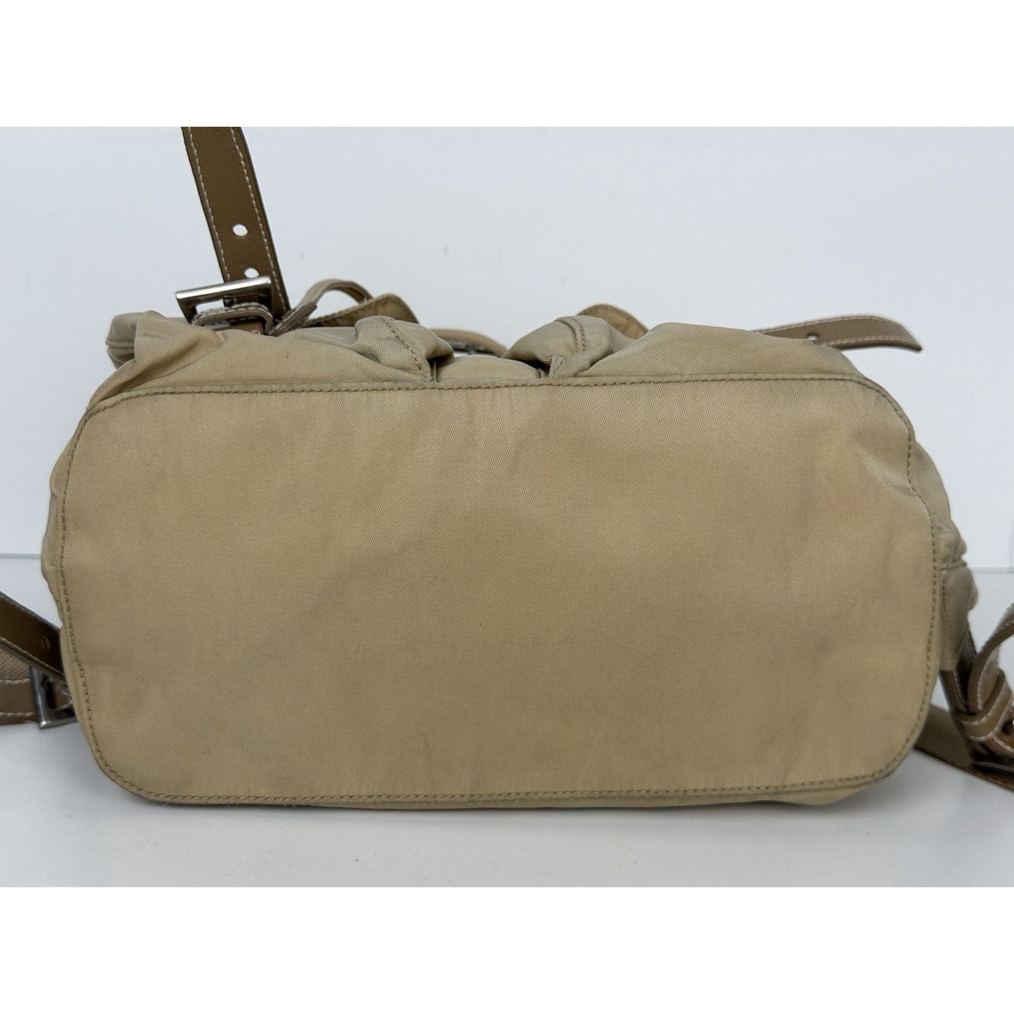 Prada Beige Re-Nylon and Saffiano Leather Backpack S10