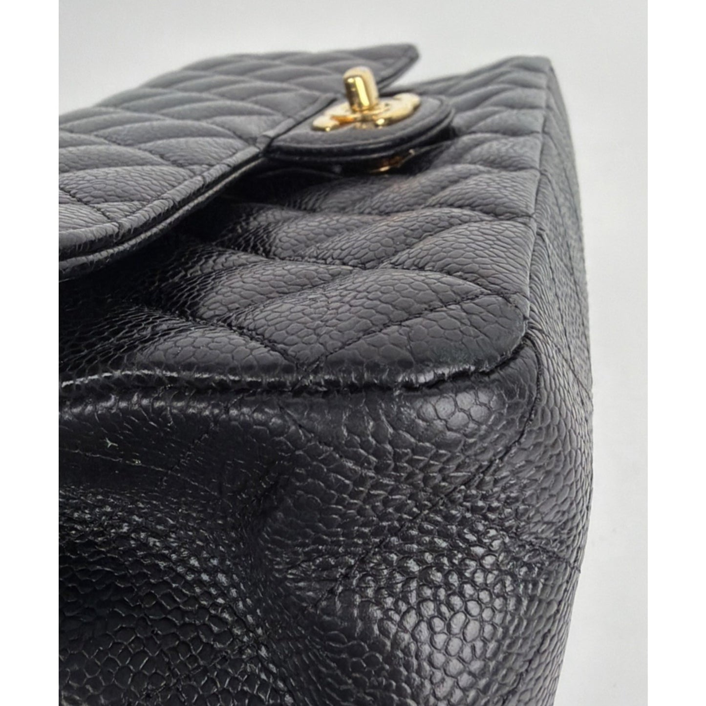 Chanel Classic Double Flap Medium Bag in Black Quilted Caviar Leather 2019 C6