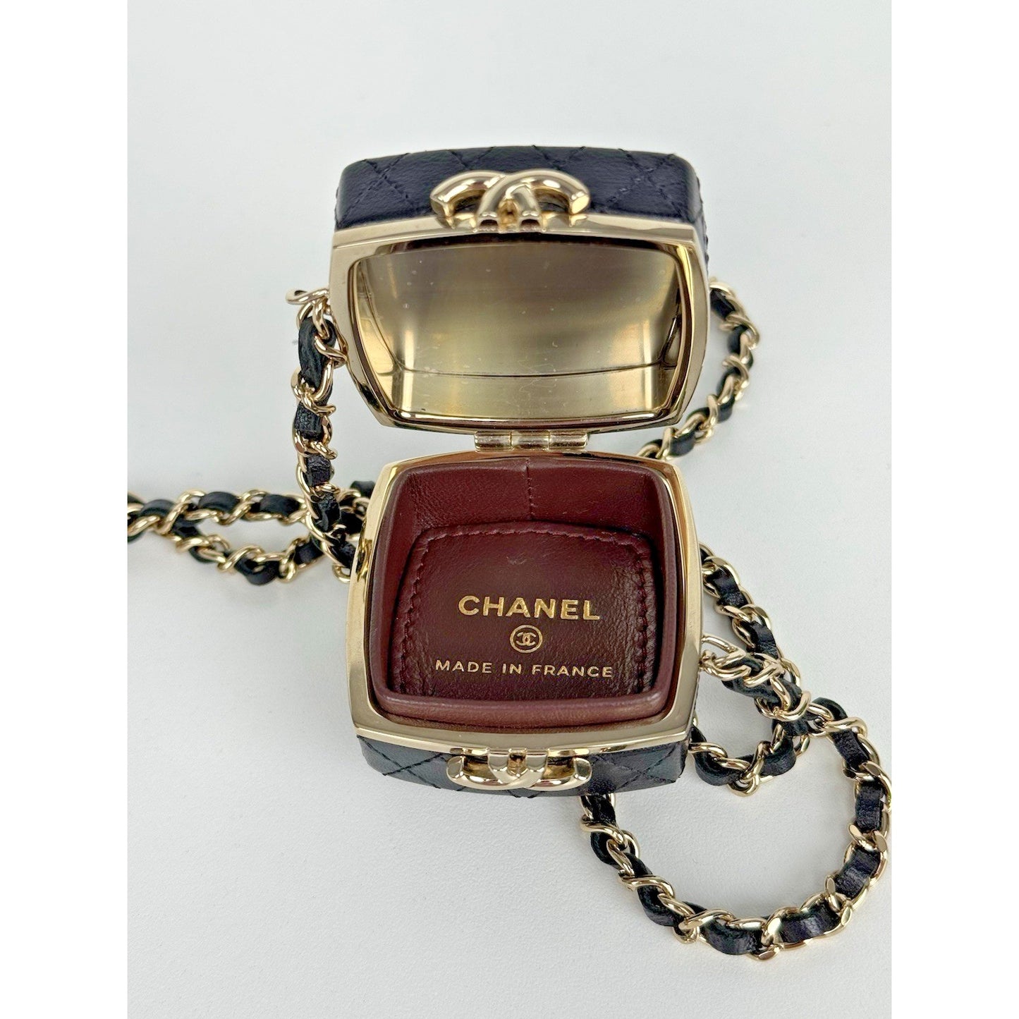 Chanel AP2425 Chain Clutch In Black Lambskin Leather