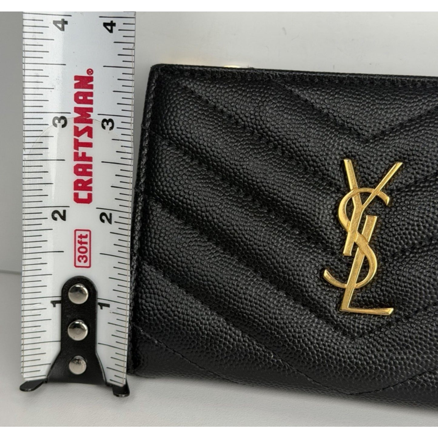 Saint Laurent Matelasse Bifold Wallet Black Quilted Grain De Poudre Leather K1