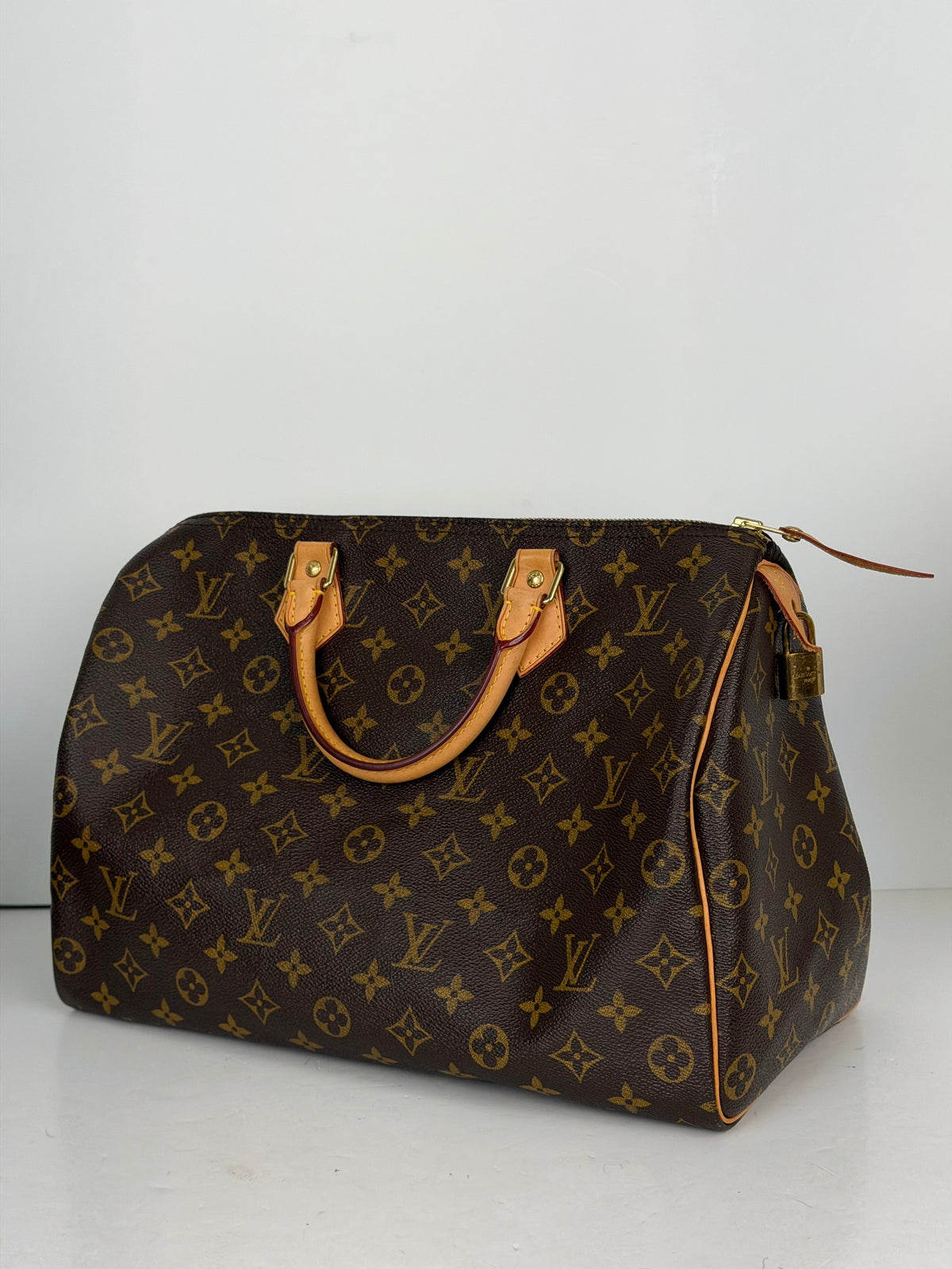 Louis Vuitton Speedy 35 Bag in Brown LV Monogram Coated Canvas 2014 YE6