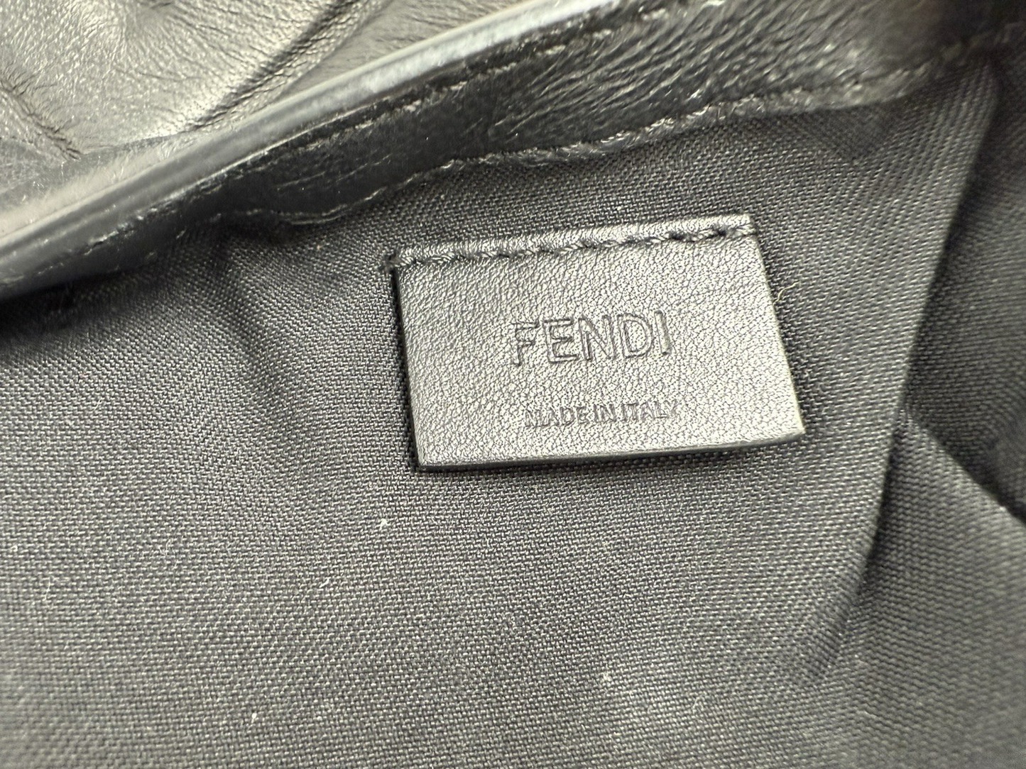 Fendi Mini Zucca Embossed Black Leather Baguette Satchel