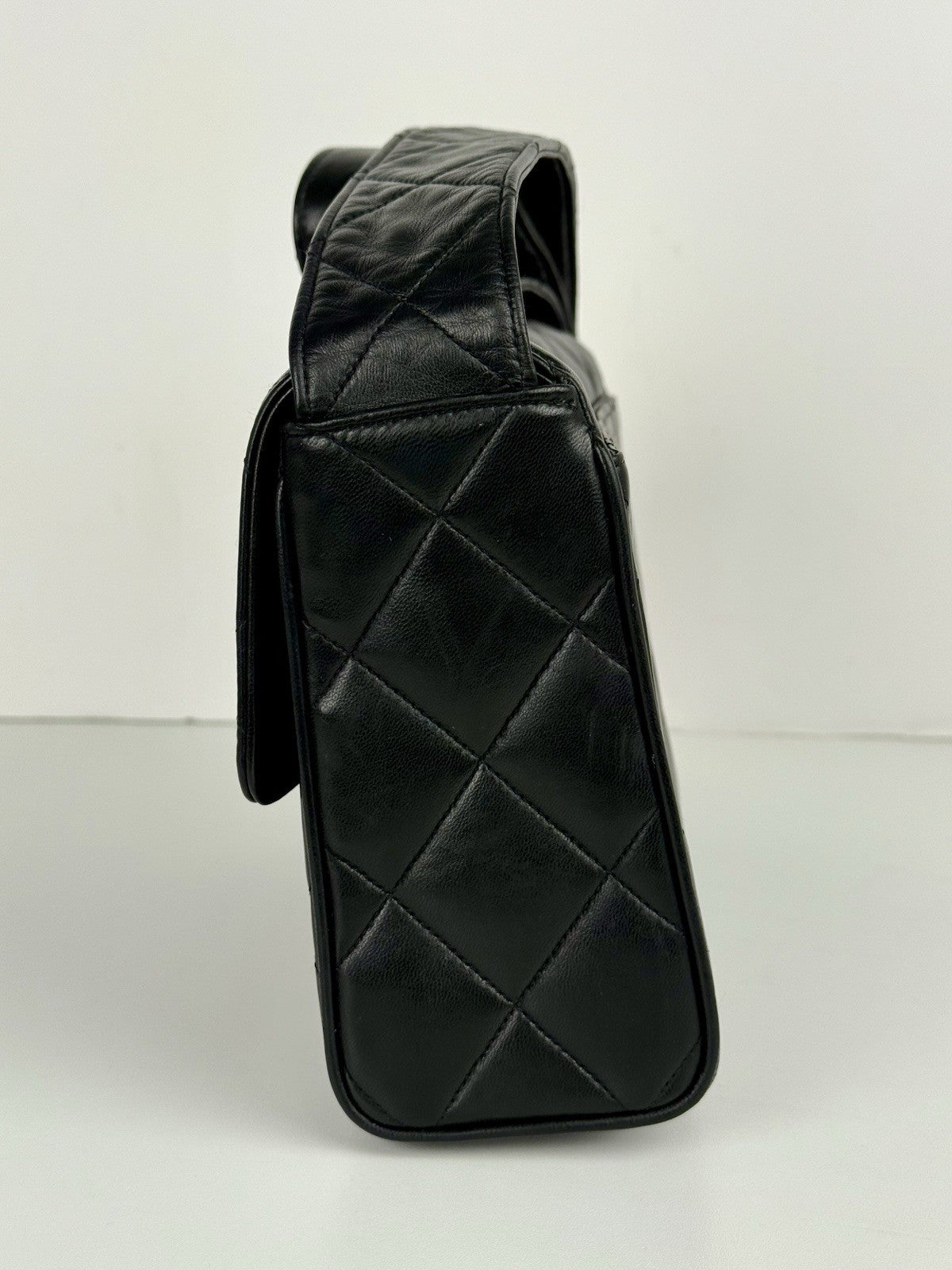 Chanel Quilted Covered CC Black Lambskin Single Flap Shoulder Bag