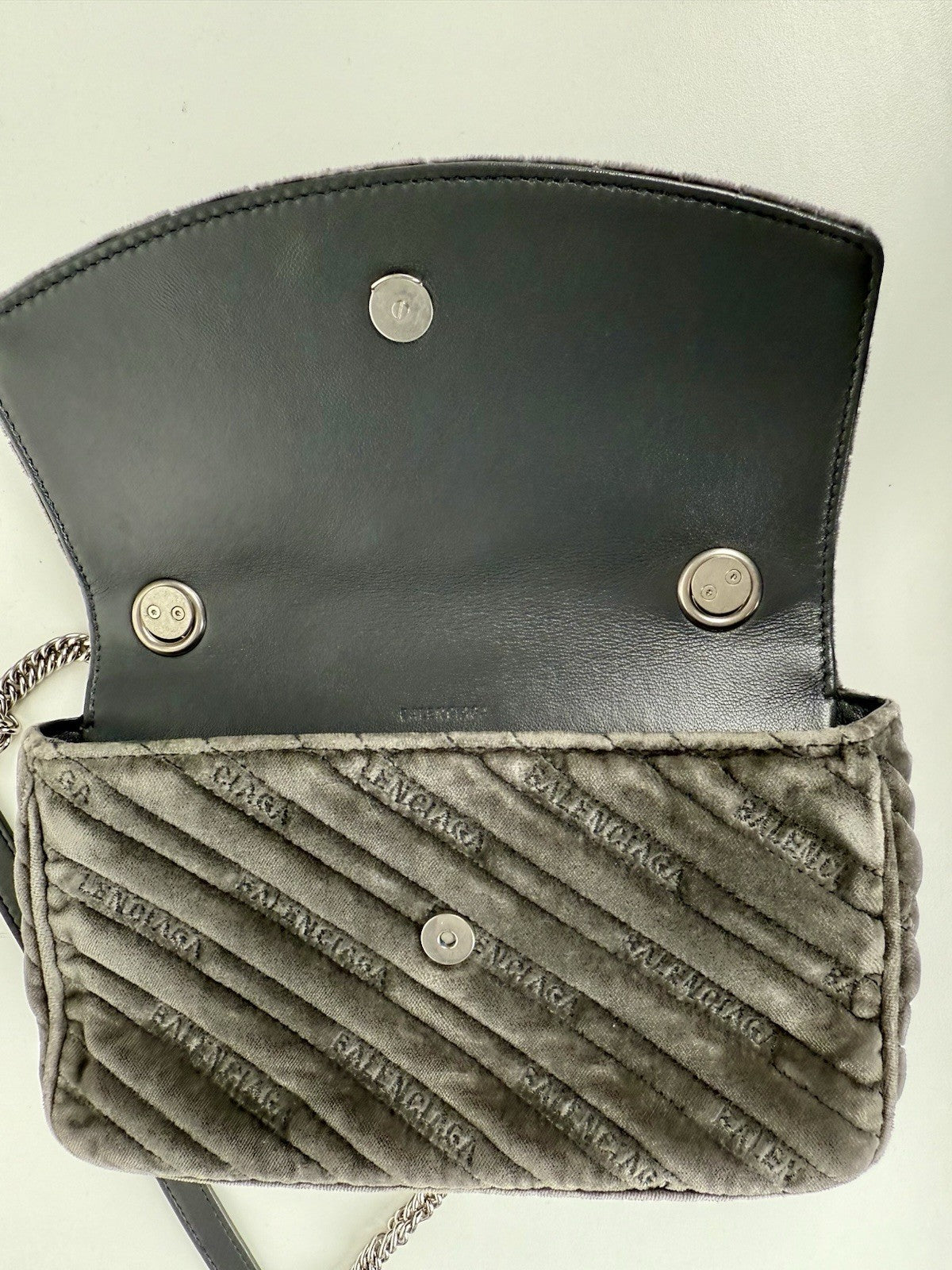 Balenciaga Velvet Logo Matelasse BB Chain Shoulder Bag