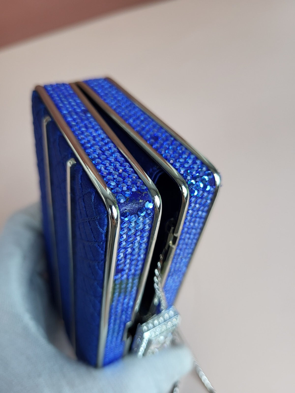 Judith Leiber Clutch Small Dark Navy Crystal/Metal For Women 