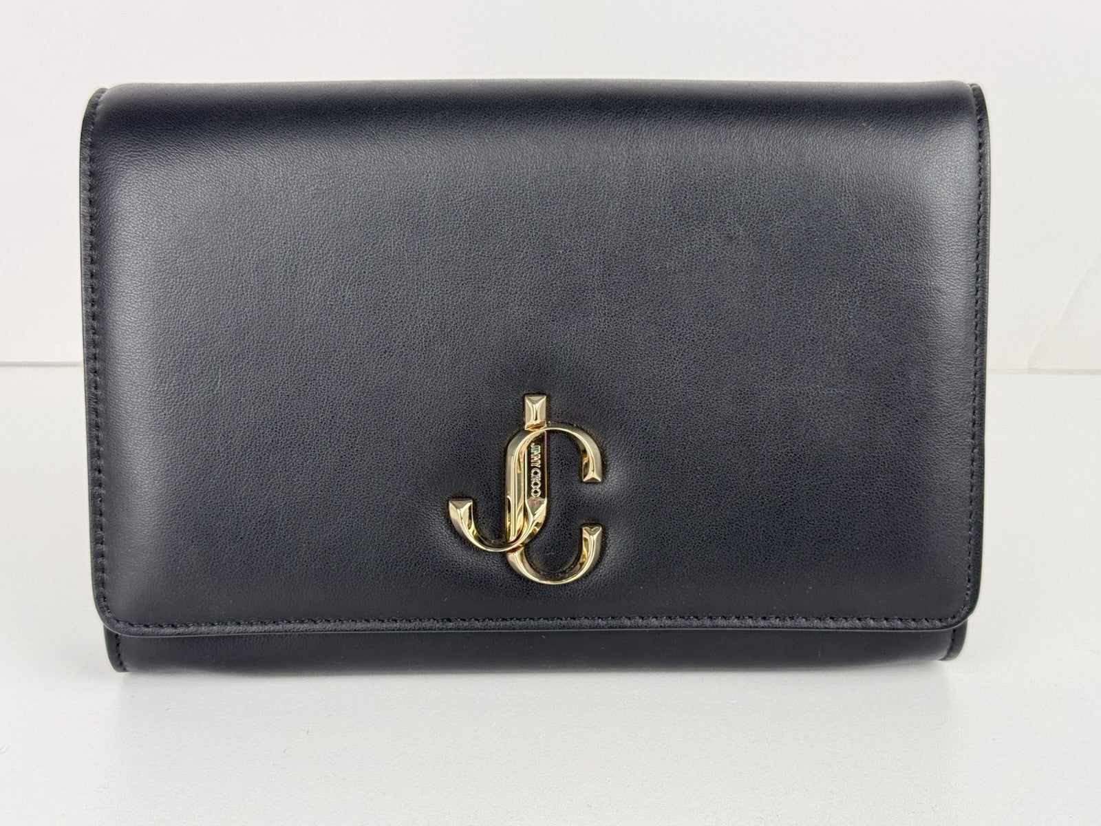 Jimmy Choo Chain Women's Evening Shoulder Bag in Black Leather