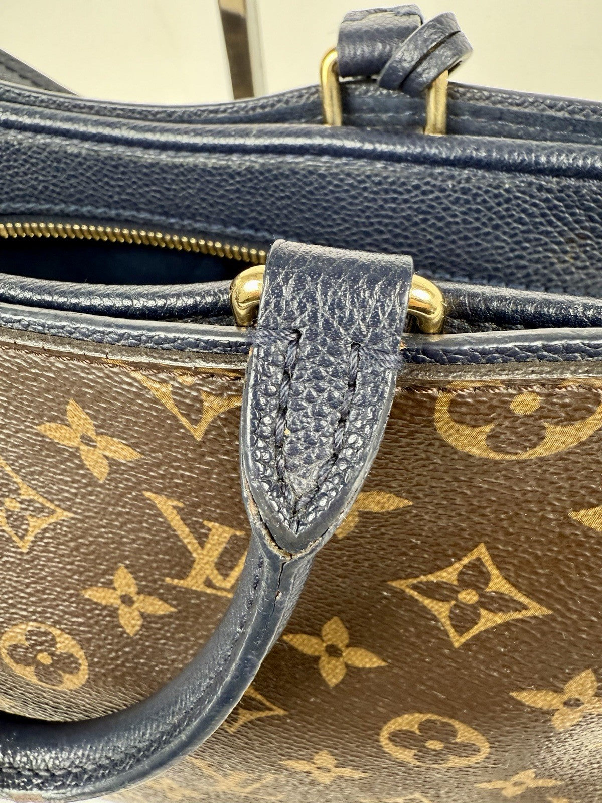 Louis Vuitton Popincourt Shoulder Bag PM Blue Brown Canvas Monogram