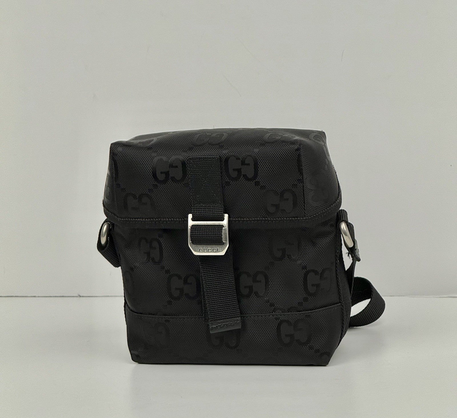 Gucci Econyl Nylon Monogram Off The Grid Messenger Bag Black