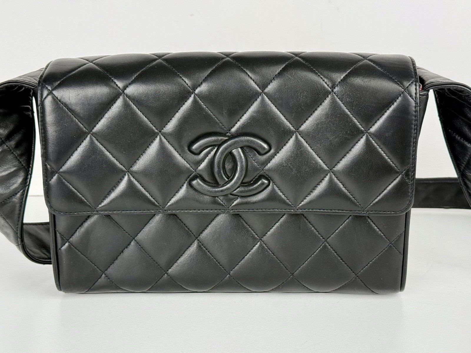 Chanel Quilted Covered CC Black Lambskin Single Flap Shoulder Bag