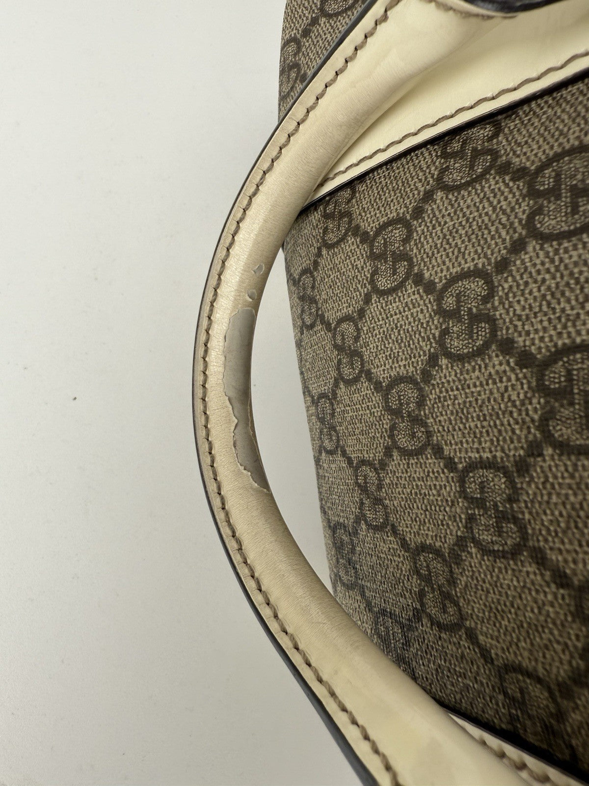 Gucci Joy Beige Strap Boston Bag Medium Brown Canvas