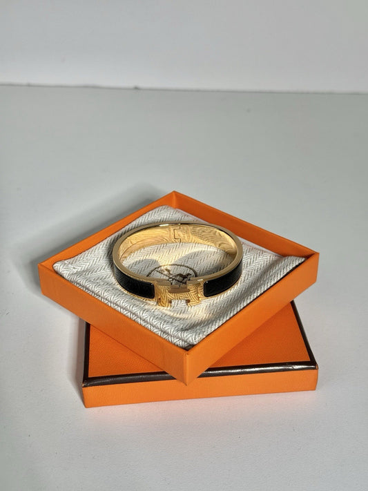 Hermes Clic HH bracelet Black And Gold 