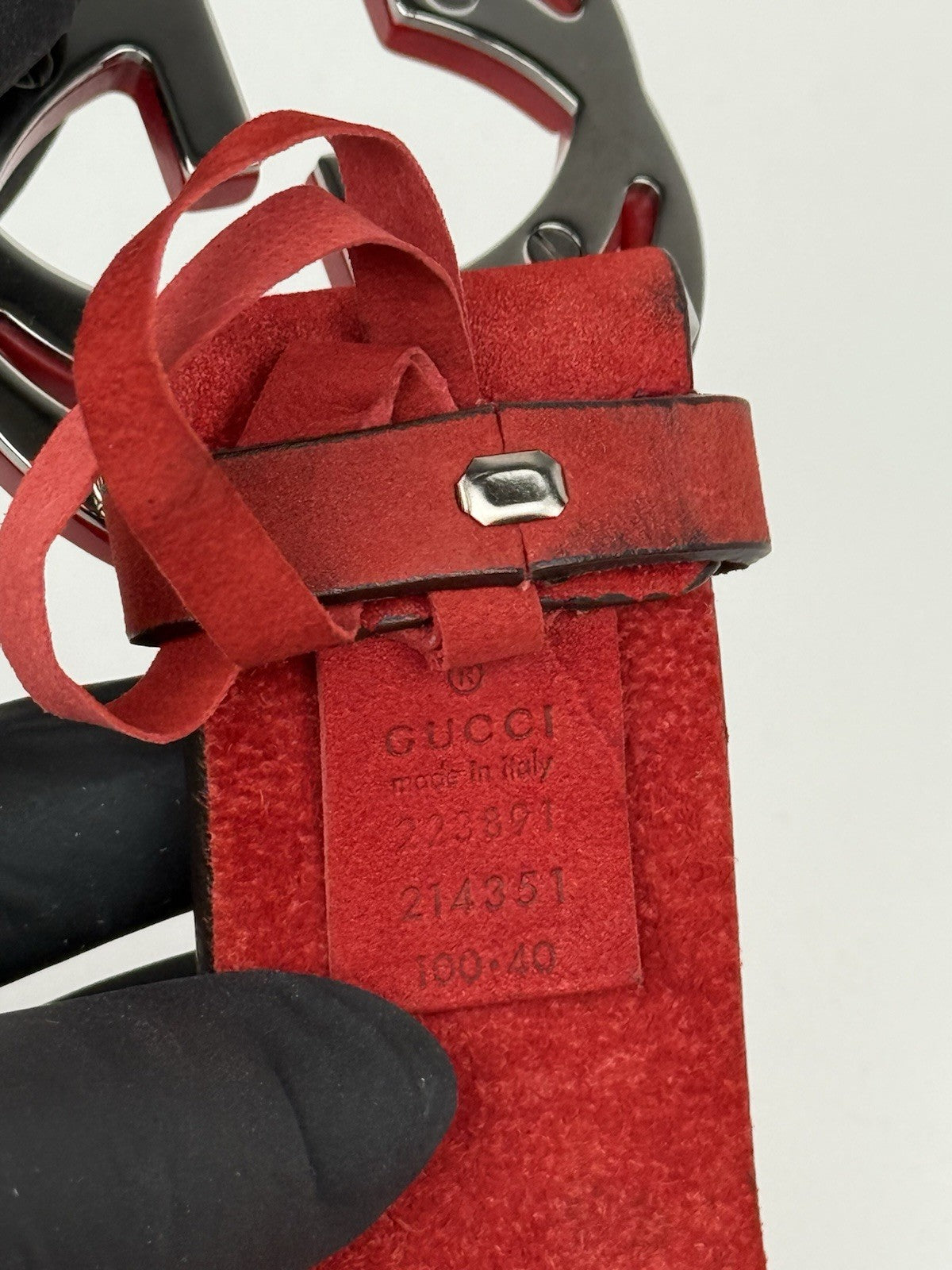 Gucci Suede Red Belt Size 40