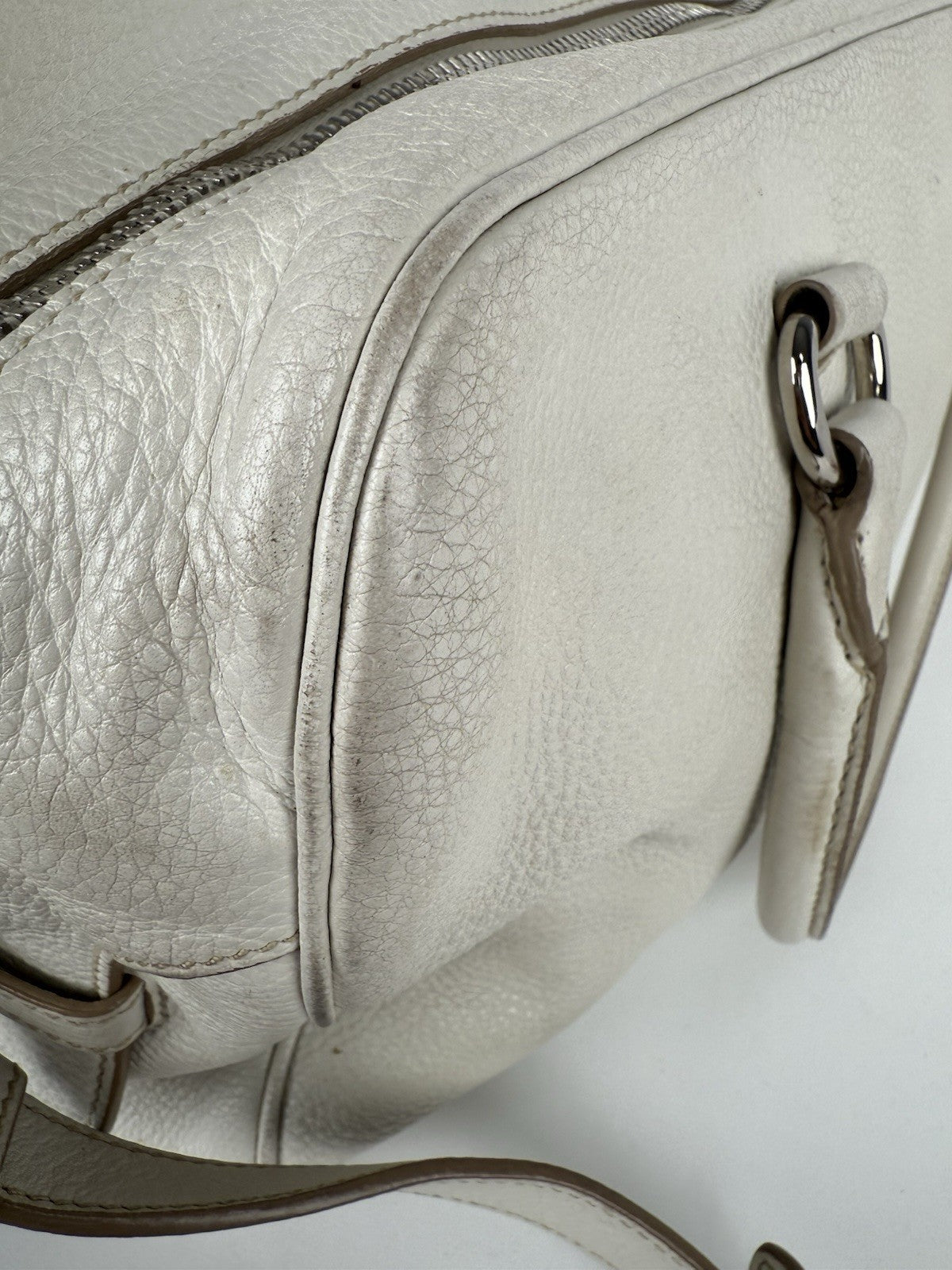 PRADA Two Way Shoulder Bag White Leather