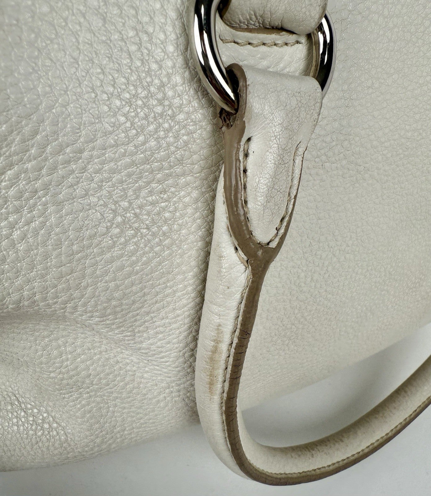 PRADA Two Way Shoulder Bag White Leather