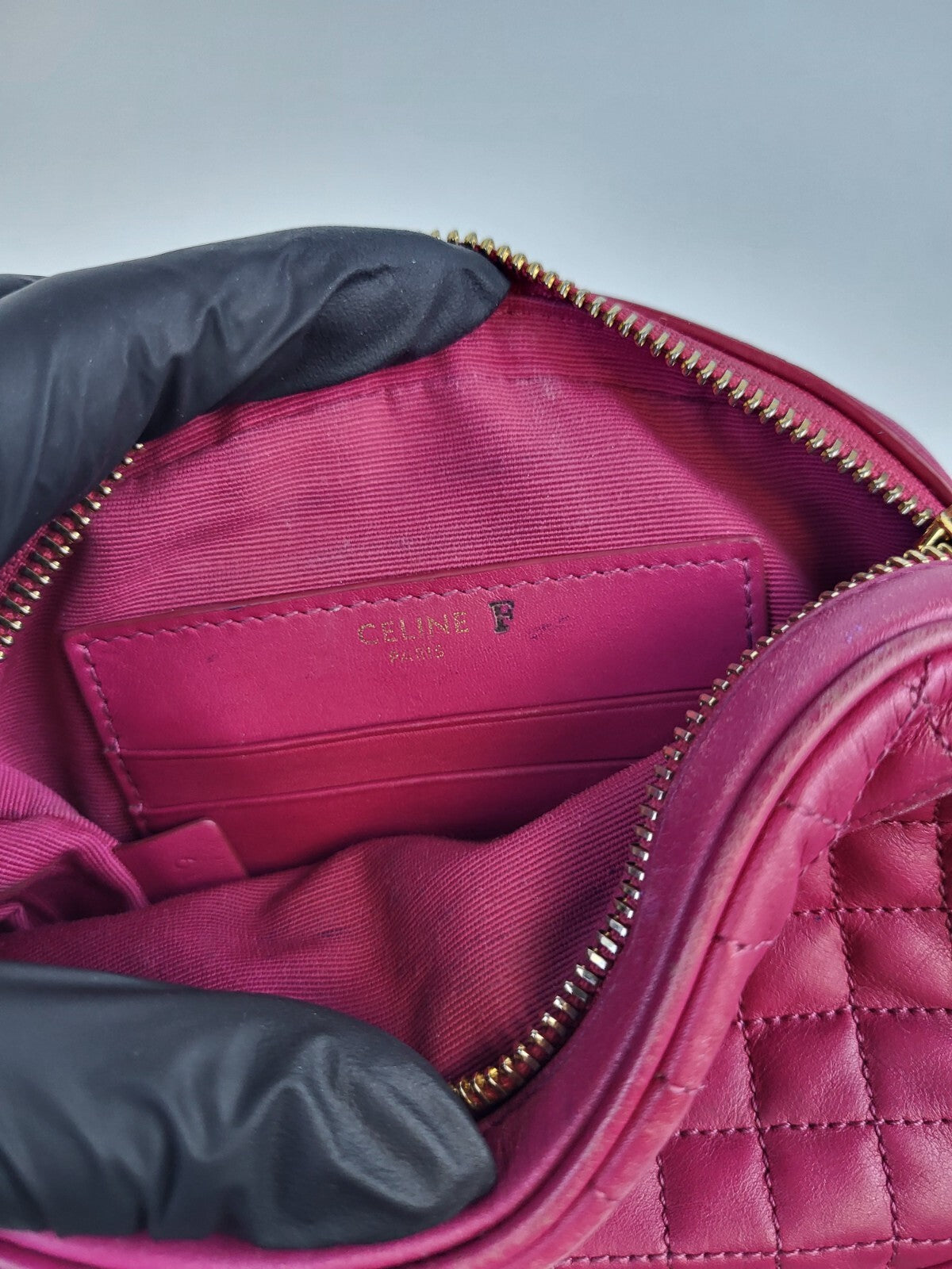 Celine Bag Pink Quilted Calfskin Leather C Charm Small Camera Bag