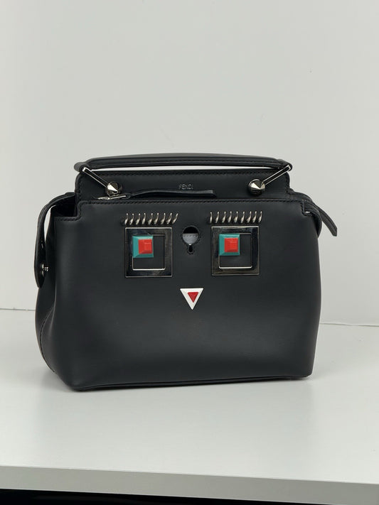 Fendi DotCom Faces Click Top Handle Bag Embellished Leather Small