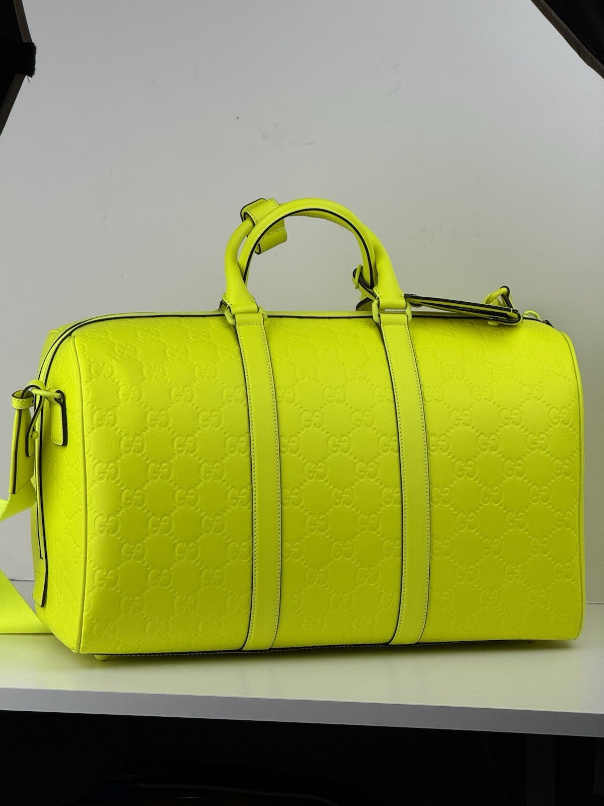 Gucci Duffel Bag Neon Yellow Rubber Bag
