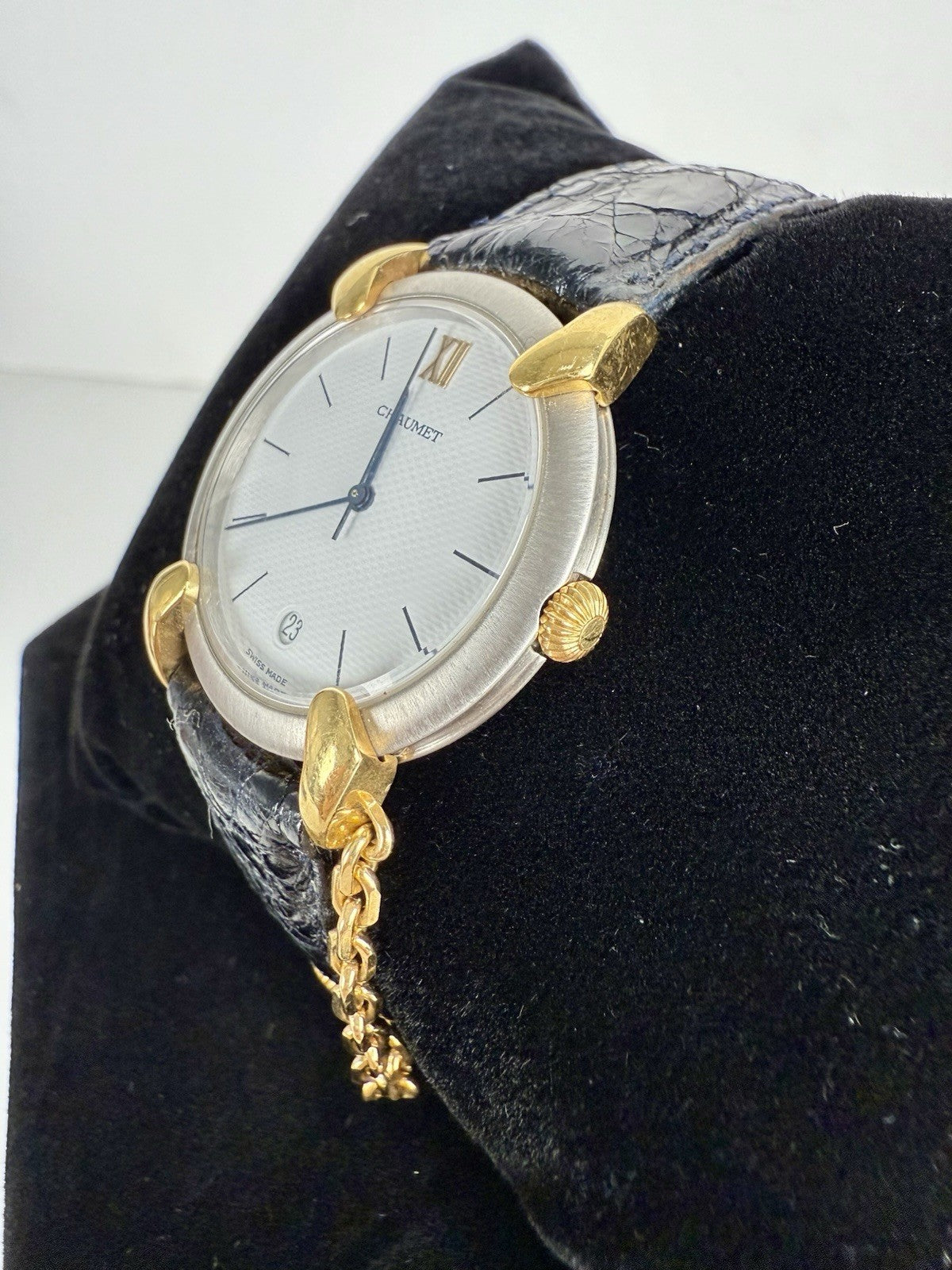 CHAUMET Paris 18k Gold & Stainless Steel Griffith 32mm Quartz Watch 9 Inch Size