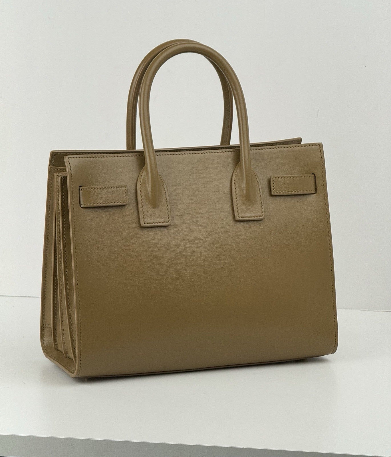 Saint Laurent Calfskin Baby Sac De Jour Taupe Bag