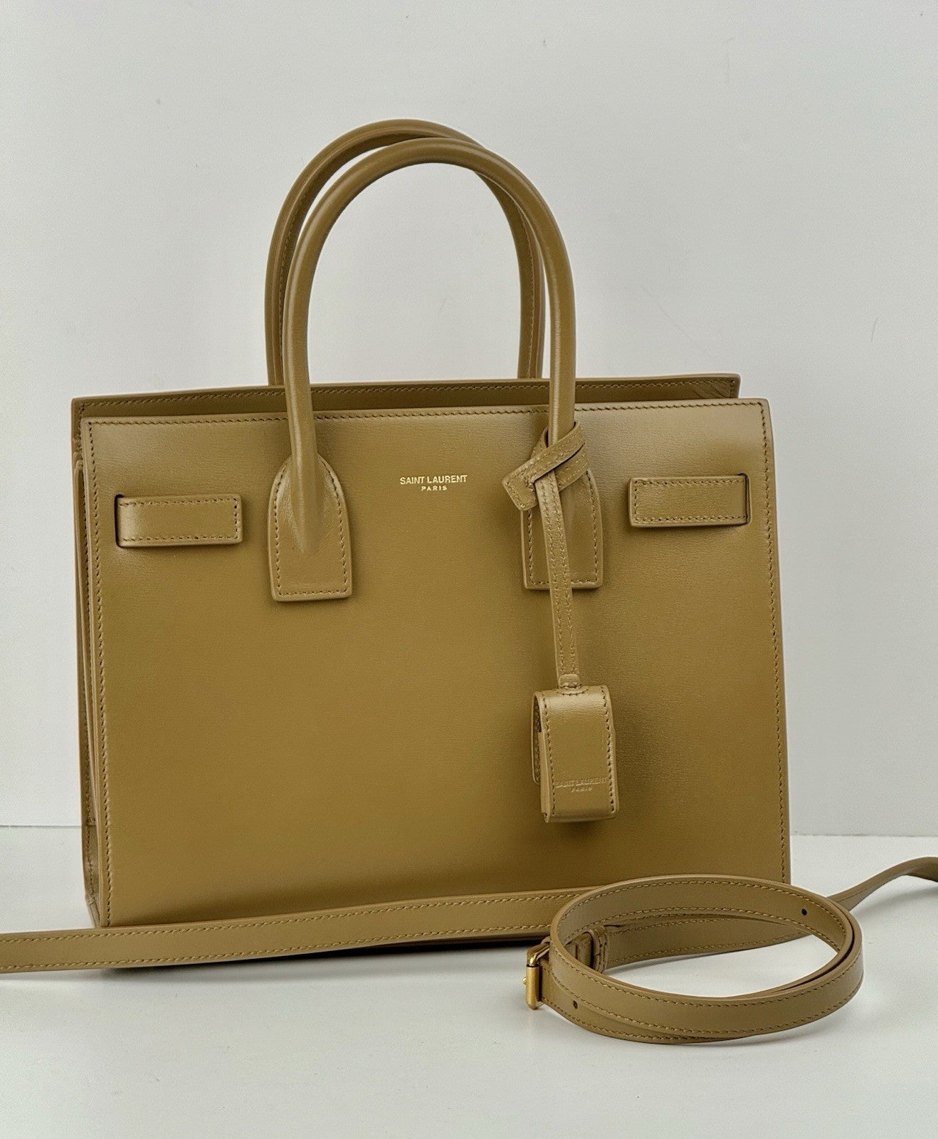 Saint Laurent Calfskin Baby Sac De Jour Taupe Bag