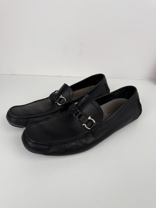 Salvatore Ferragamo Black Leather Drivers For Men Size 9